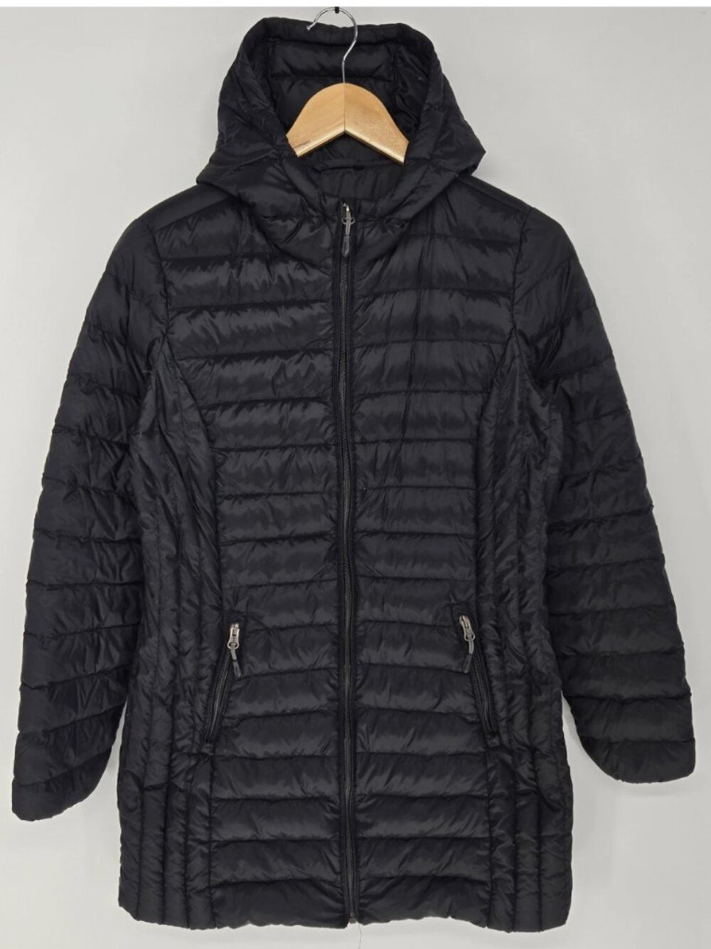 Aventure Puffer Jacket Women XL Black Down Hooded Quilted Lightweight Coat